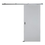 Porta Correr Lisa Primer Branco 110x210 Kit Aluminio Natural