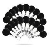 Porta Crachá Roller Clip Retrátil Preto 10 Unidades