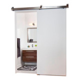 Porta De Correr De Madeira Primer Branco Kit Aluminio 210x92
