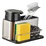 Porta Detergente Aço Inox Com Dispenser Para Sabão Líquido E Suporte Para Esponja Escorredor Talheres - Organize Sua Cozinha Com Estilo E Praticidade