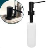 Porta Detergente Preto Fosco 320ml Aço Inox Dispenser Dosador De Embutir Pia Cozinha