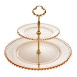 Porta Doces 2 Andares De Cristal Bolinhas Pearl Âmbar Wolff