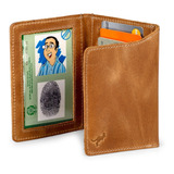 Porta Documento Carteira Masculina Couro Legítimo Cabe Rg 3p Cor Marrom claro