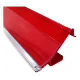 Porta Etiqueta Bandeja Gondola Lx 92 Cm Vermelho Kit Com 15