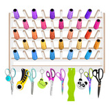 Porta Fio De Madeira 50 Cones Organizador Suporte De Tesoura