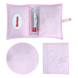 Porta Fraldas Lenço Pomada Bebê Menino Menina Cor Rosa Rosa Personagem Estampado