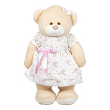 Porta Fraldas Urso Vestido Floral 65cm - Quarto Bebê