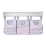 Porta Fraldas Varão 3 Bolsos Doçura Rosa Prateleira Varão