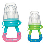Porta Frutinha Chupeta De Alimentação Silicone Bebe Infantil Cor Azul E Rosa