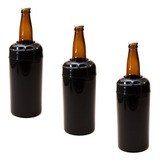 Porta Garrafa Cerveja Litrão 1000ml Cervegela Kit 3 Peças Cor Preto