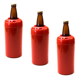 Porta Garrafa Cerveja Litrão 1000ml Cervegela Kit 3 Peças Cor Vermelho