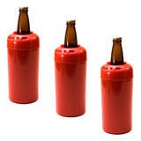 Porta Garrafa Cerveja Litrão 1000ml Cervegela Kit 3 Peças Cor Vermelho
