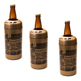 Porta Garrafa Cerveja Litrão 1000ml Retro Termico Kit 3pc Cor Dourado