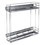 Porta Garrafas Cromado Lateral Com Bandeja E Corrediças 7205 Gtb 120x440x475mm Suporte Para Garrafa De Óleo Azeite Vinagre Condimentos Ou Temperos