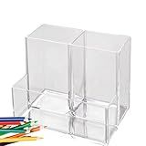 Porta Lápis Acrílico Porta Escovas Para Copos De Lápis Com 4 Compartimentos Suporte De Escova Para Caneta De Mesa Recipiente De Caneta Acrílico Porta Lápis Para Escritórios Casa Mesa