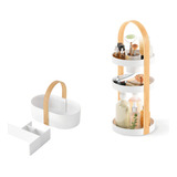 Porta Maquiagem Organizador Pinceis Perfume Batom Umbra Cor Branco Wood