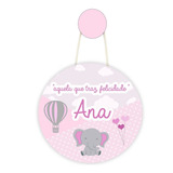 Porta Maternidade Elefante Rosa E Balão