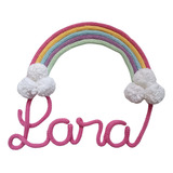 Porta Maternidade Em Tricotin Nome Personalizado arco Iris