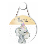 Porta Maternidade Mandala Mdf Elefante Menina Bebê Nome