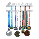 Porta Medalhas De Duatlo   Bike Run Em Inox Escovado