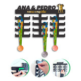 Porta Medalhas Personalizado Casal 6mm Com Suporte Woodecora