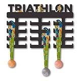Porta Medalhas Triathlon Masculino Destalhe Dourado