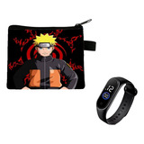 Porta Moedas Cartão Carteira Naruto Selo Relogio Digital