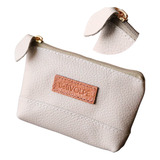Porta Moedas Ziper Couro Legítimo Feminino Cor Avela Desenho Do Tecido Liso