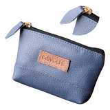 Porta Moedas Ziper Couro Legítimo Feminino Cor Marinho Desenho Do Tecido Liso