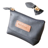 Porta Moedas Ziper Couro Legítimo Feminino Cor Preto Desenho Do Tecido Liso
