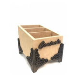 Porta Objetos Caneta Controle Remoto 3 Divisões Mdf