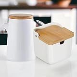 Porta Oleo E Saleiro Branco Galheteiro De Porcelana Para Azeite Vinagre Sal Conjunto 2 Peças