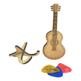 Porta Palheta Mini Violão Em Madeira