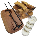Porta Palo Santo Buda 50g Palo 10 Velas Incensário Suporte Cor Marrom