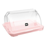 Porta Pão Acrílico Com Tampa Transparente Premium Rosa Uz