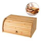 Porta Pão Bolo Alimentos Em Madeira Bambu Com Tampa Retrátil