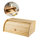 Porta Pão E Bolo Em Bambu Linha Sense Com Tampa Retrátil Ou Cor Bege Porta Pão De Bambu