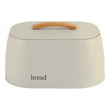 Porta Pão Grande Lata Pães Metalla Bread Com Tampa Sense Ou Cor Bege Liso