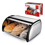 Porta Pão Inox Médio Com Tampa Retrátil Euro Home