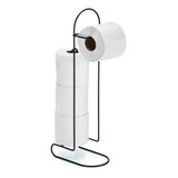 Porta Papel Higiênico Suporte De Chão 4 Rolos Preto Banheiro Black