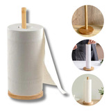 Porta Papel Toalha Guardanapo De Bambu Natural Apoiado Mesa