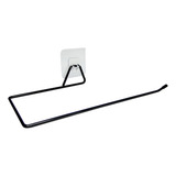 Porta Papel Toalha Rolo Filme Suporte Metal Sem Furo Cozinha Cor Preto