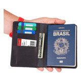 Porta Passaporte Documentos Cartões cédulas Couro Legítimo Cor Preto