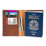 Porta Passaporte Documentos Cartões Cédulas Couro Legítimo Marrom 