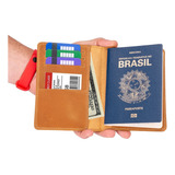 Porta Passaporte Documentos Cartões cédulas Couro Legítimo