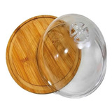 Porta Queijo De Bambu Queijeira De Mesa Com Tampa Acrílico