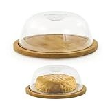 Porta Queijo De Bambu Redondo Queijeira De Mesa Recipiente Para Queijo Circular Com Tampa De Acrílico