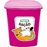 Porta Ração 6 Litros Pote Para Ração De Cães E Gatos -Gato Rosa-