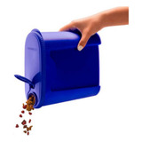 Porta Ração Pote Com Tampa Pet Gato Cachorro Dispenser Cor Azul Liso