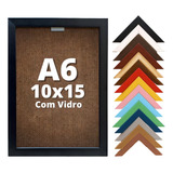 Porta Retrato A6 10x15 C Vidro Mesa E Parede Cor Preto